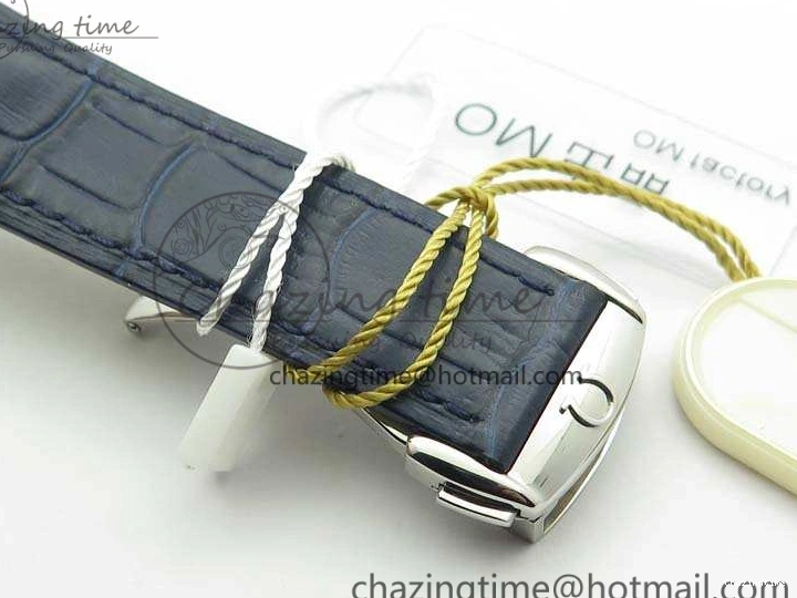 0308 MoistureWicking De Ville Chronograph SS OMF 1:1 Best Edition Blue Dial On Blue Leather Strap A 8110